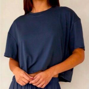 Bumpsuit Short Sleeve Boxy T-shirt Small Green Gray Stretch Casual Cropped Soft